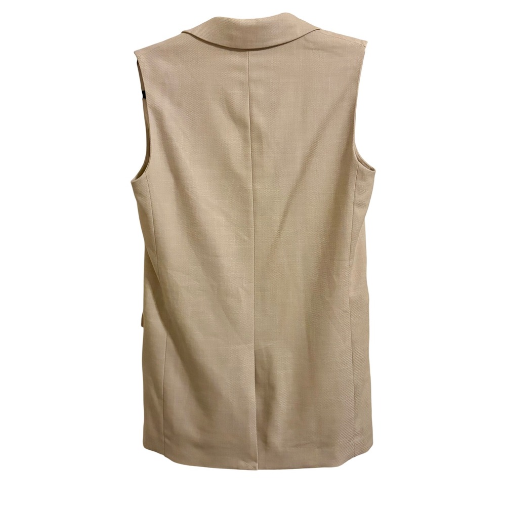 H&M Beige Double Breasted Long Sleeveless Blazer Vest XS Quiet Luxury - Picture 6 of 10